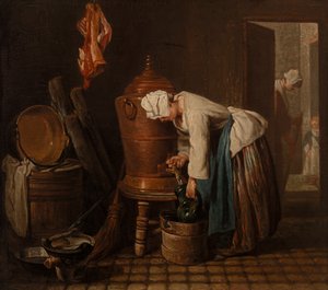 Nő vizet merít egy vízurnából (The Water Urn) alkotó: Jean-Baptiste Simeon Chardin