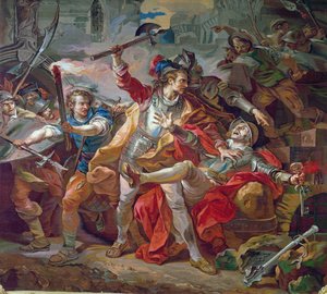Etienne Marcel (1316-58 körül) meggyilkolása, Gobelins faliszőnyeg tervezete, 1783