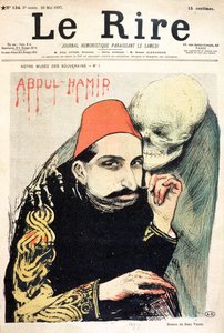 II. Abd al-Hamid (1842-1918) karikatúrája a "Le Rire" 1897. május 29-i számából.