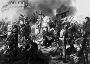 Eudes (Odon) gróf (860-898) védi Párizst a normannok ellen 886-ban, Jean Victor Schnetz (1787-1870) festménye