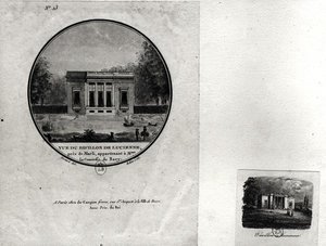 Kilátás a louveciennes-i pavilonra, amelyet Claude-Nicolas Ledoux (1736-1806) épített Madame du Barry számára (wc papíron) alkotó: Jean Testard