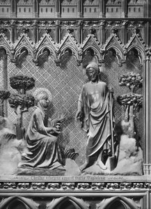 Katedrális, belső tér, kórus paraván, Jézus Krisztus megjelenik Mária Magdolnának, 1340-51 körül (polikróm kő) alkotó: Jean and Jean Le Boutellier Ravy