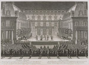 Jean-Baptiste Lully Alceste című operáját a Versail-palota márványudvarában játsszák
