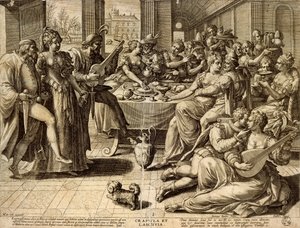 Vacsora: Jan Sadeler I (1550-1600), metszet