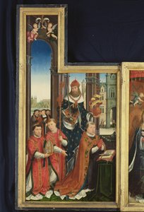 A Szentháromság dicsőítésének poliptichonja, apátokat ábrázoló tábla, 1509-15