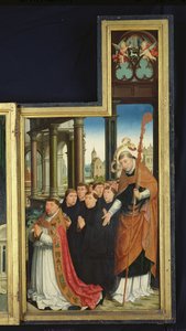 A Szentháromság dicsőítésének poliptichonja, szerzeteseket ábrázoló tábla, 1509-15