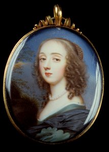Mademoiselle Kirk portréja Jean Petitot the Vieux (1607-1691) miniatűr festménye medálban, 17. század. V 0,05x0,04 m.