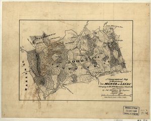 A "The Manor of Leeds" azon részének topográfiai térképe, amely M.G. Harman ezredesé volt Stauntonból, Va. LOC 2005625200 alkotó: Jedediah Hotchkiss