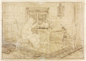 A "Sakkozók" vázlata alkotó: Jefferson David Chalfant