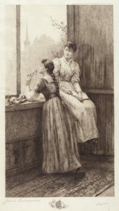 Cím nélkül (Két lány egy ablakban) alkotó: Jennie Augusta Brownscombe