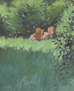 Two Ladies Relaxing In Sun (olaj, vászon) alkotó: Jennifer Wright