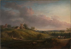 Táj templommal és malommal alkotó: Jens Juel