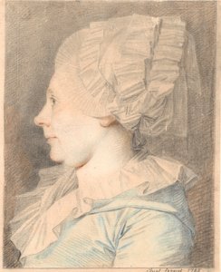 Anne Cathrine Maaløe (született Basse) portréja. Profil balra alkotó: Jens Juel