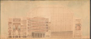 A királyi Színház 1874. Hosszanti metszet alkotó: Jens Vilhelm Dahlerup