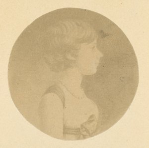 Egy profilos lány mezzotint portréja, a St. Memin portrégyűjteményből, 1862.