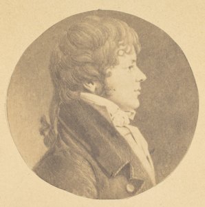 Fiatal férfi mezzotint-portréja profilban, a St. Memin portrégyűjteményből, 1862.