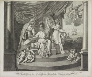 A Franciaországgal kötött szövetség allegóriája, 1795 A Francia és a Batáv Nemzetközösség kapcsolata (cím a tárgyon) alkotó: Jeremias Snoek