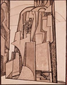 Tájkép, 1914 körül (toll és tus) alkotó: Jessica Desmott