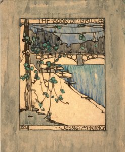 A "The Book of Bridges" címlapja, 1911 körül (akvarell és tus papíron)