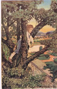 Egy fiú a fán, Robert Louis Stevenson 1885-ben megjelent „A gyermek versek kertjéből” (színes litó) alkotó: Jessie Willcox Smith