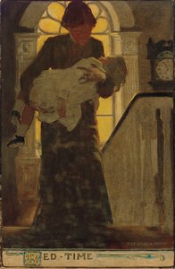 Bed-Time, 1902 körül (szén, akvarell és olaj, táblán) alkotó: Jessie Willcox Smith