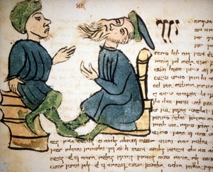 Judaizmus: A rabbi tanulásának ábrázolása. 15. századi kézirat. Biblioteca Palatina, Parma alkotó: Jewish School