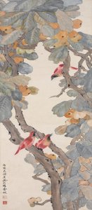 Paradicsommadarak egy naspolya fán, 1926 alkotó: Jin Cheng