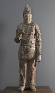 Álló bodhiszattva, 12-13. dinasztia (paulownia fa gessóval és polikrómmal)