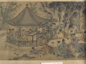 Gyülekező a Lanting Orchid Pavilonnál (tinta és szín a szaténon) alkotó: Jiuru Chen