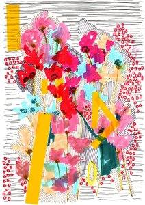 Floral Doodle 3, 2013 (toll, tinta, kollázs és papír)
