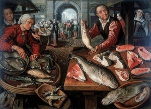 Fischmarkt. 1599 alkotó: Joachim Beuckelaer
