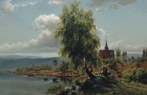 Templom a fjordon (olaj, vászon)