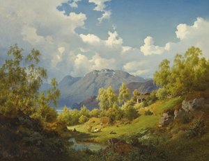 Táj, motívum a norvégiai Numme-völgyből, 1850