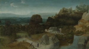 Táj Szent Antal apát megkísértésével alkotó: Joachim Patinir (workshop of)