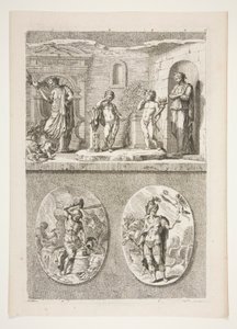 felső fele: Négy antik szobor alsó fele: Vulkán kovácsa és Egy győztes római tábornok alkotó: Joachim von Sandrart