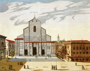 Olaszország, Bologna, velencei San Petronio katedrális, nyomtatás alkotó: Joan Blaeu