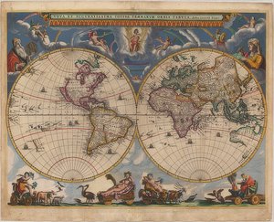 A világ térképe. Dupla félgömb. 1662-64 alkotó: Joan Blaeu