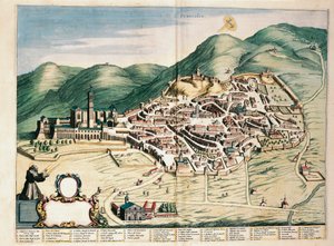 Assisi térképe a Város Színházából és a Csodálatos Olaszországból, Joan Blaeu, metszet alkotó: Joan Blaeu
