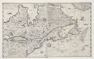 Kanada térképe, Samuel de Champlain felméréséből készült metszet alkotó: Joan Blaeu