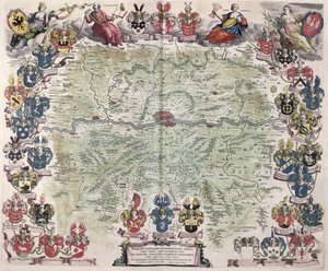 Frankfurt és környéke térképe, a "Nova Hanc Territori Francofurtensis Tabulum" című 1649-es kiadványból.
