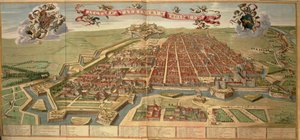 Torino térképe, Joan Blaeu Theatrum Sabaudiae metszete, Olaszországban nyomtatva alkotó: Joan Blaeu