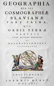 I. rész címlapja, Atlas Maior, atlasz 11 kötetben, szerző: Joan Blaeu (1596-1673), rézmetszet, 57,5x39 cm, Amszterdam alkotó: Joan Blaeu