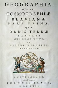 Az Atlas maior I. részének címlapja, Joan Blaeu (1596-1673), rézmetszet, Amszterdam alkotó: Joan Blaeu