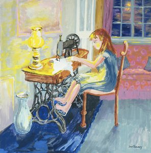 Lányvarró, 2000, olaj, vászon alkotó: Joan Thewsey