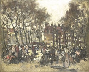 A Noordermarkt Amszterdamban alkotó: Joannes Barnardus Antonius Maria Westerwoudt