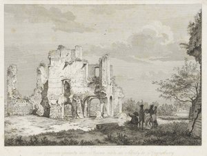 Társaság a rijnsburgi apátság romjainál A rhynsburgi Abtdy romjának legnagyobb része (cím a tárgyon) alkotó: Joannes Pieter Visser Bender