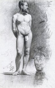 Akadémiai férfi akt görög urnával, 1883