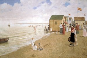 Sanlucar de Barrameda strand,19. század (olajfestmény) alkotó: Joaquin Turina Arenal
