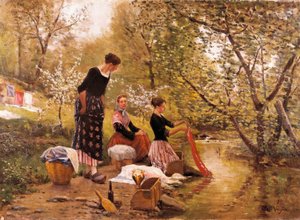 Joaquim Vayreda i Vila (1843-1894) "A mosónő" festménye. 1883