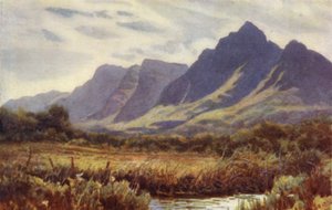 Cape Peninsula, Dél-Afrika: Table Mountain Cape Flatsból (színes litho) alkotó: Joaquin Xaudaru y Echau